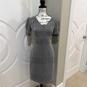 DKNY NEW Elegant Black and White Houndstooth Dress
